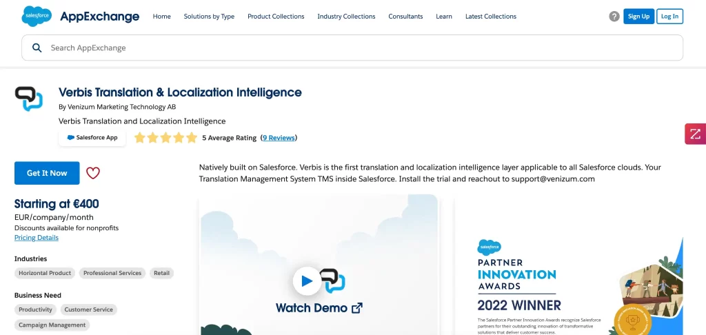 Verbis translation localization intelligence