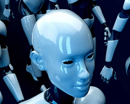 Illustration of an AI robot standing together.