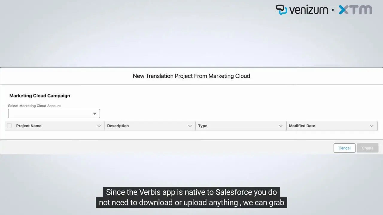Translation project setup interface screenshot